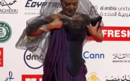 طرحة شفافة.. رانيا يوسف تثير الجدل بإطلالتها في افتتاح القاهرة السينمائي