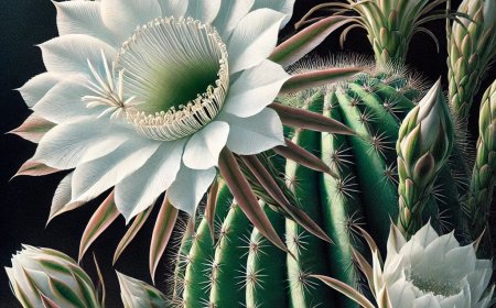 زهرة الصبار الملكي الليلي (Queen of the Night Cactus) أو ما يُعرف علميًا باسم Selenicereus grandiflorus.