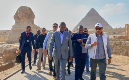 الرئيس الانتقالي لجمهورية الجابون يزور ثلاثة مواقع أثرية في مصر..ويعرب عن إعجابه بالحضارة المصرية العريقة