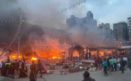 حريق هائل بجوار نادي المعلمين في الإسكندرية