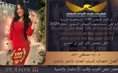 25 ديسمبر.. تكريم الدكتورة آية مصطفى بمهرجان هرم الإبداع الدولي