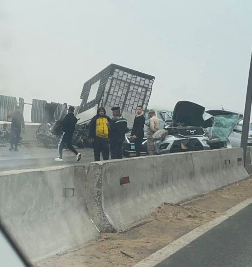 حوادث انقلاب سيارات على طريقي الإسماعيلية الصحراوي والدائري بسبب الشبورة