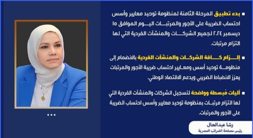 رئيس مصلحة الضرائب المصرية: ابتداءا من اليوم احتساب ضريبة الأجور والرواتب على العاملين