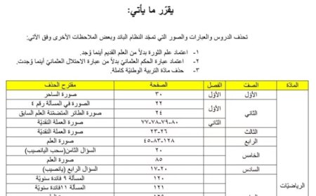 تعديل المناهج التعليمية بسوريا..و نسخة من الصفحة الأولى للقرار المحذوف !