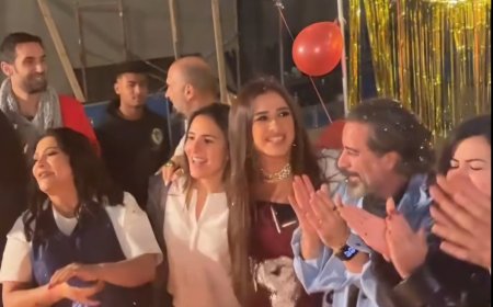 ياسمين عبد العزيز تحتفل بعيد ميلادها في كواليس مسلسل "وتقابل حبيب"