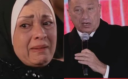 زوجة الخطيب تبكي في احتفالية الأهلي بوضع حجر أساس الاستاد الجديد