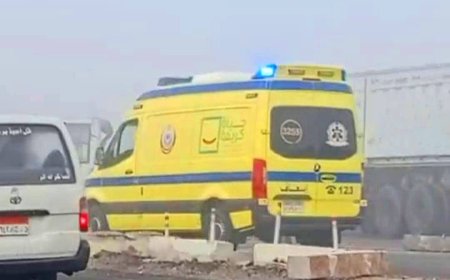 مصرع 5 أشخاص وإصابة 20 آخرين في حادث تصادم ميكروباص وأتوبيس على الطريق الصحراوي