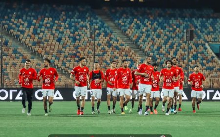 انتظام محمد عبد المنعم ولاعبي الأهلي في مران منتخب مصر