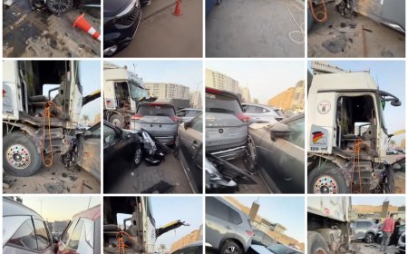 حادث مروع في القطامية: تريلا تقتحم معرض «الليثي»  للسيارات وتحطم 11 مركبة