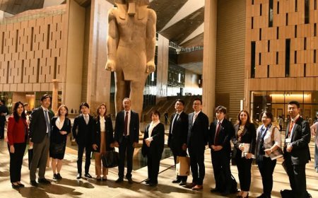 المتحف المصري الكبير يستقبل فخامة رئيس جمهورية جزر القمر ووزيرة التعليم والثقافة اليابانية