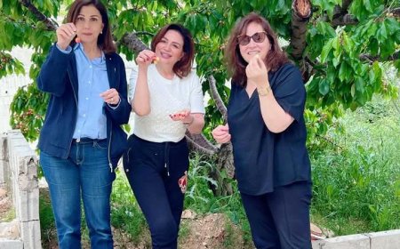 «مغامرة الكرز في إهدن».. إلهام شاهين وماجدة الرومي وكلوديا مارشيليان في لحظة «طفولة فنية»