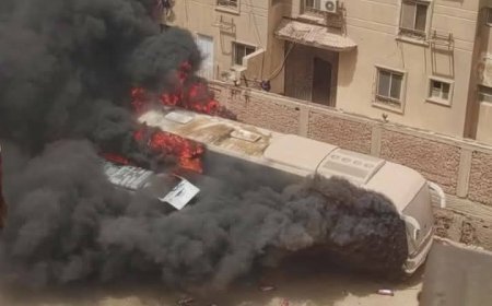 حريق ضخم بجراج سيارات بجوار مدرسة لغات في حدائق الأهرام دون إصابات