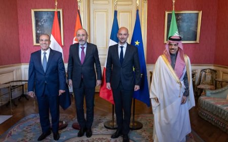 وفد اللجنة الوزارية العربية يلتقي وزير الخارجية الفرنسي لبحث تطورات غزة ودعم حل الدولتين