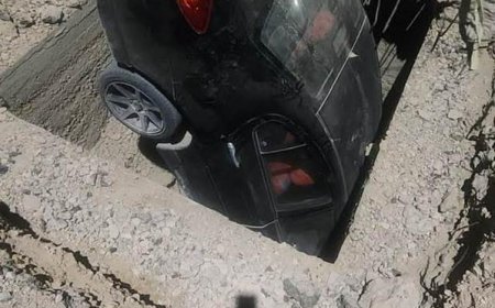 تدخل عاجل من الشرطة والحماية المدنية بعد سقوط سيارة في حفرة بحدائق أكتوبر