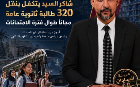 شاكر السيد يتكفل بنقل 320 طالبة ثانوية عامة مجانًا إلى لجان الامتحانات بمدينة السادات