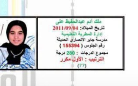 الدكتور مصطفى عبدالباسط يهنئ الطالبة ملك آدم عبدالحفيظ بتفوقها الدراسي